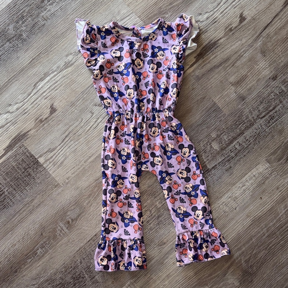 Kids Ruffle Sleeve Jumpsuit - Pink and Blue
